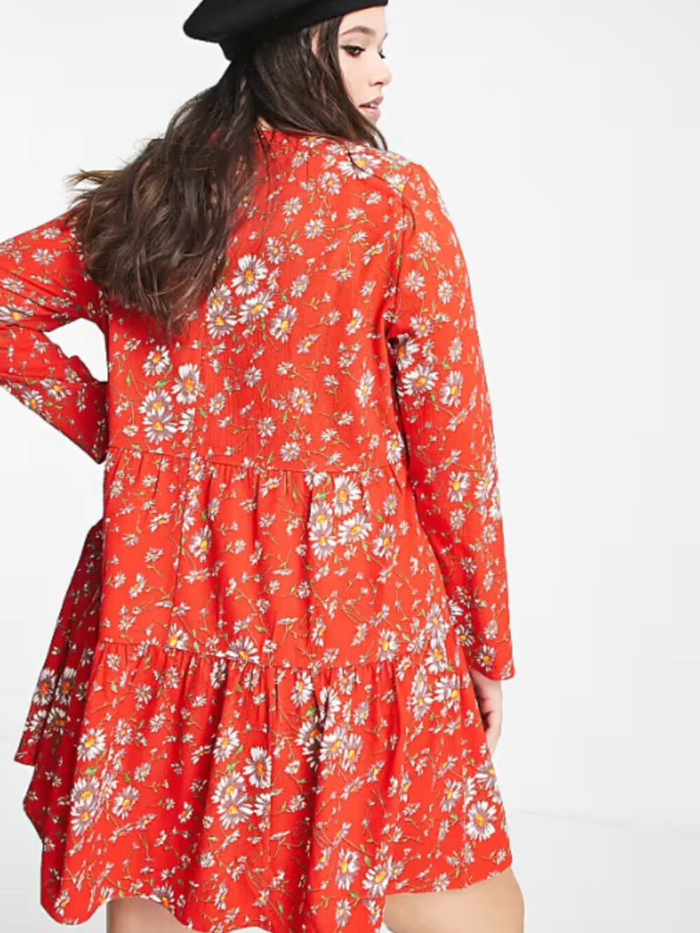 Super CUTE! ASOS Design Curve Red floral Tiered Mini Dress, size 18 - Picture 7 of 8